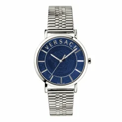 Versace Herren Armbanduhr V-ESSENTIAL silber, blau 40 mm VEJ400821