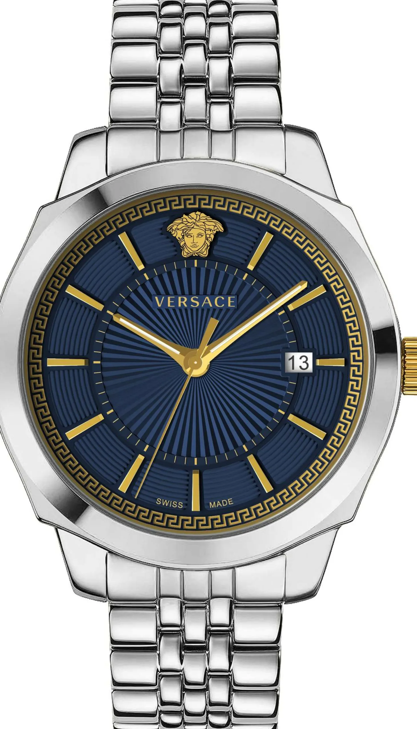 Versace Herren Armbanduhr WATCH ICON CLASSIC 42 D/BLUE B/SS - SS&IP CROWN- SS BAND VEV901523