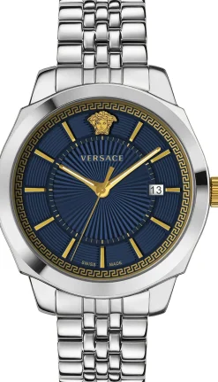 Versace Herren Armbanduhr WATCH ICON CLASSIC 42 D/BLUE B/SS - SS&IP CROWN- SS BAND VEV901523