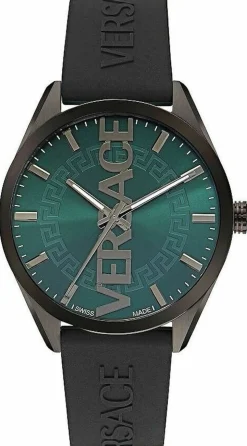 Versace Herren Armbanduhr V-VERTICAL schwarz, grün 42 mm VE3H00322