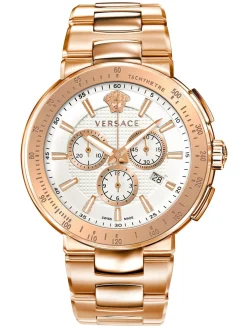 Versace Herren Armbanduhr Mystique Sport 46 mm Chronograph Armband Edelstahl VFG180016