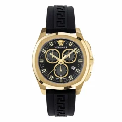 Versace Herren Armbanduhr Chronograph CHRONO GEO schwarz, gold 43 mm VE7CA0423