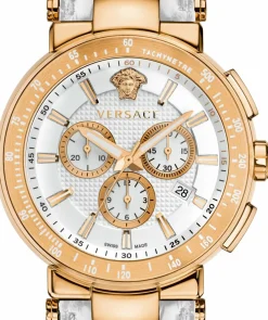 Versace Herren Armbanduhr Mystique Sport 46 mm Chronograph Armband Leder VFG160016