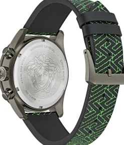 Versace Herren Armbanduhr 43 mm Armband Lederarmband schwarz GRECA DOME CHRONO VE6K00123