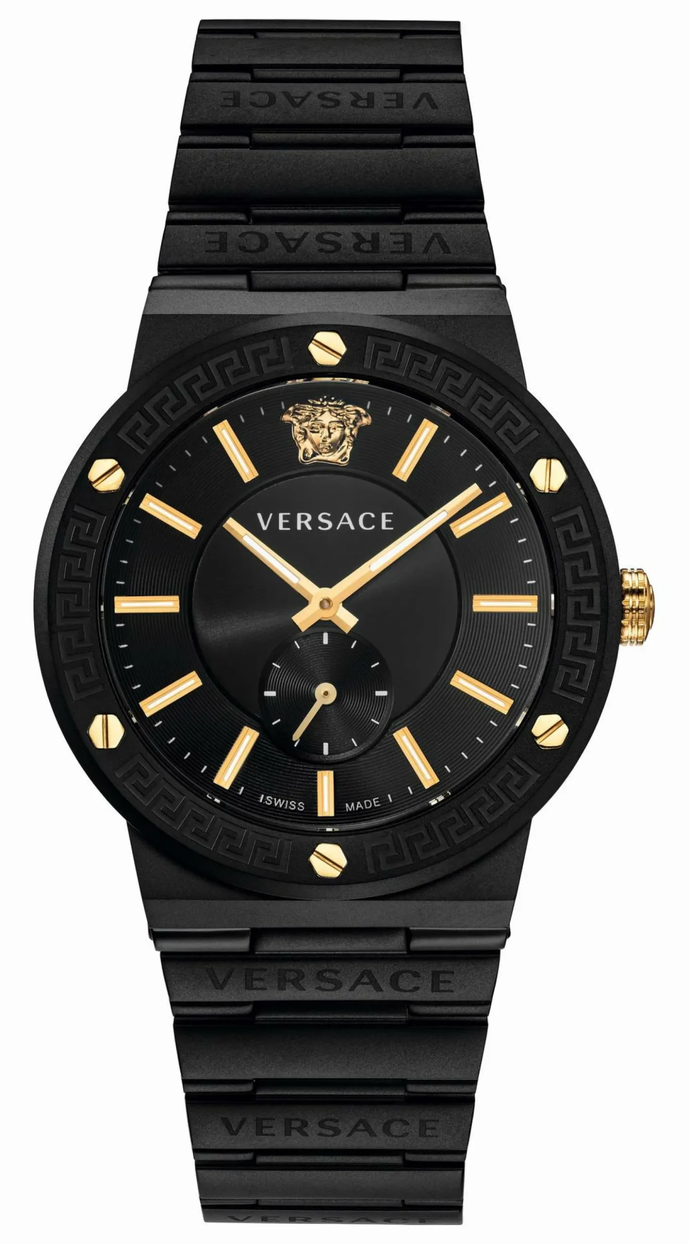 Versace Herren Armbanduhr GRECA LOGO schwarz, gold 41 mm VEVI00620