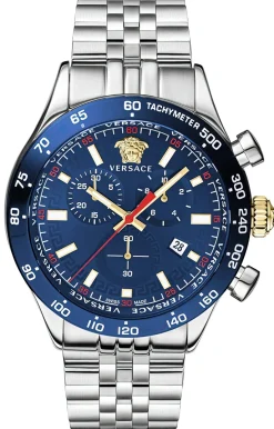 Versace Herren Chronograph Hellenyium VE2U01024 Blau Silber