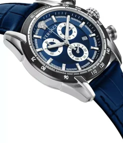 Versace Herren Chronograph V-Ray Chrono Silber Blau VE2I00721