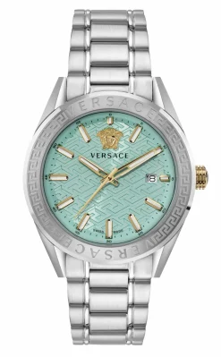 Versace Herrenuhr V-Code Hellblau Edelstahl 42 mm VE6A00825
