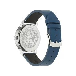 Versace Herrenuhr V‑Helix Blau Lederband VE9G00124