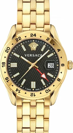 Versace Quarzuhr Greca Time GMT VE7C00723 - Herrenuhr Goldfarben