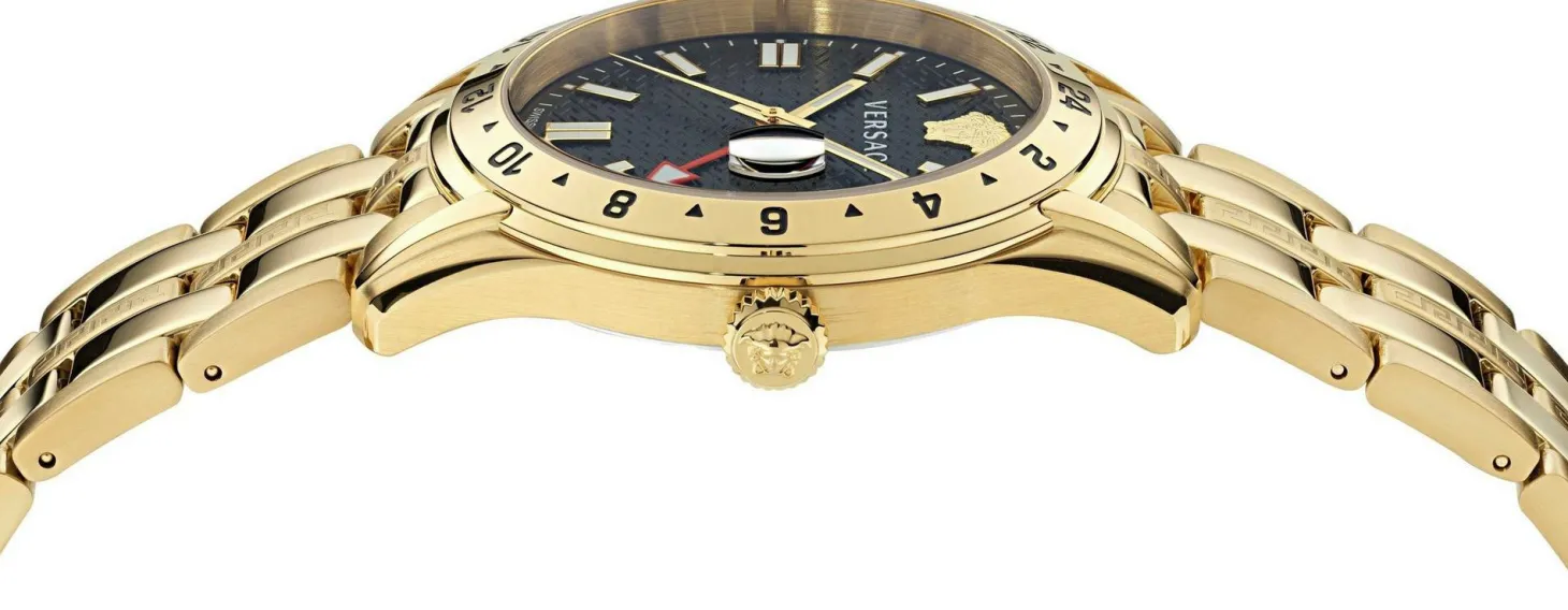 Versace Quarzuhr Greca Time GMT VE7C00723 - Herrenuhr Goldfarben