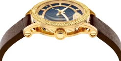 Versace Schweizer Uhr Herren Armbanduhr CODE Lederarmband braun gold 42 mm VEPO00220