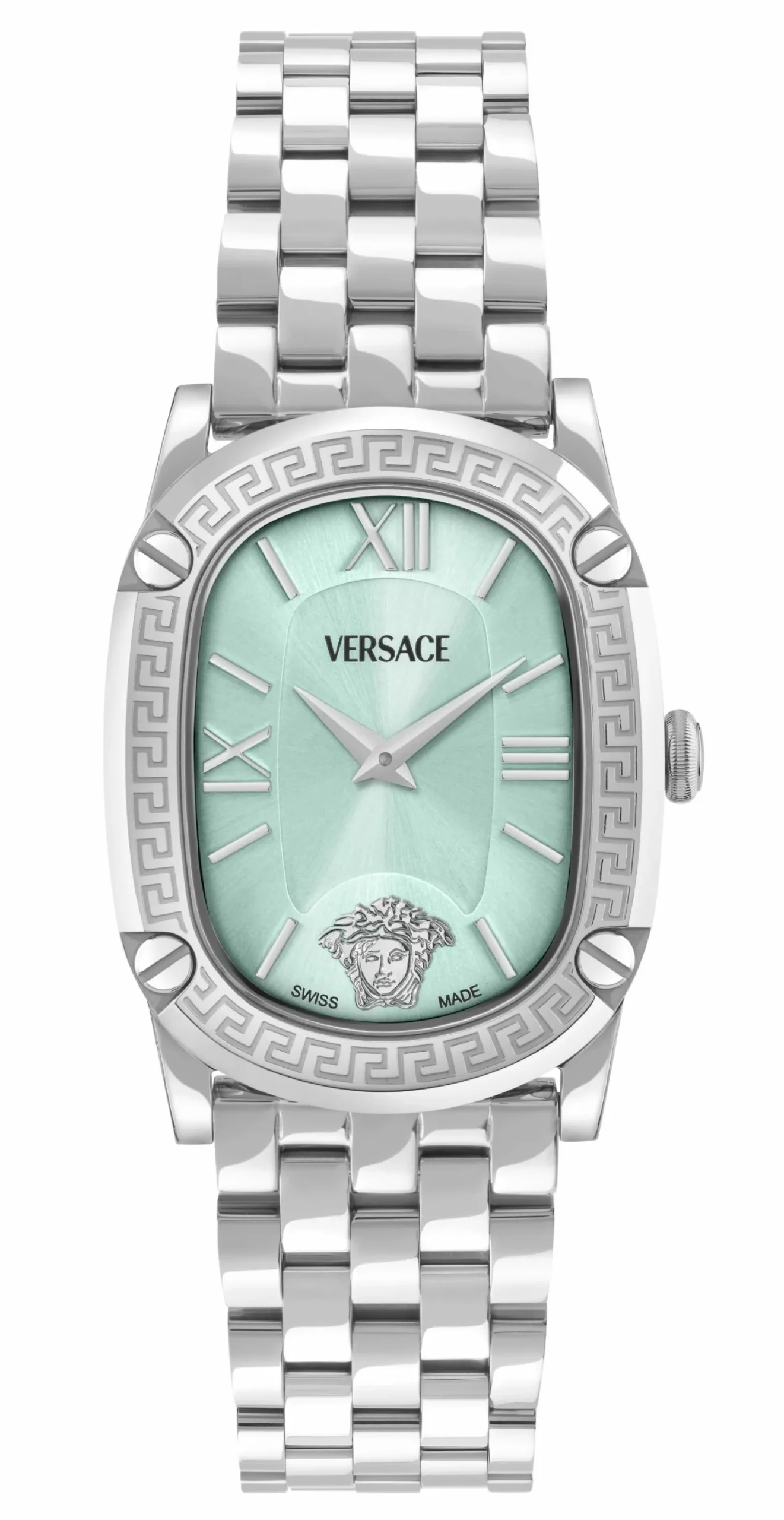 Versace Uhr Damen Greca Couture Silber Blau Edelstahl VE1B01025