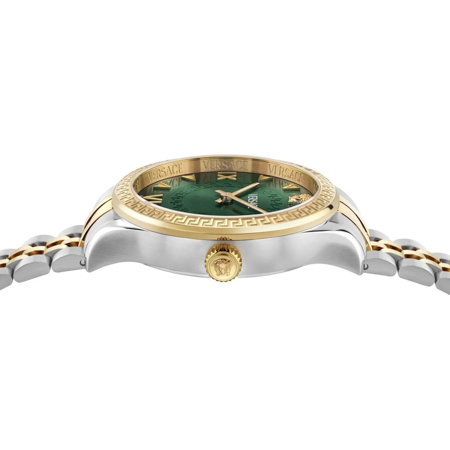 Versace Uhr Damen Hellenyium Lady Gold/Silber Grün 35 mm VE2S01125