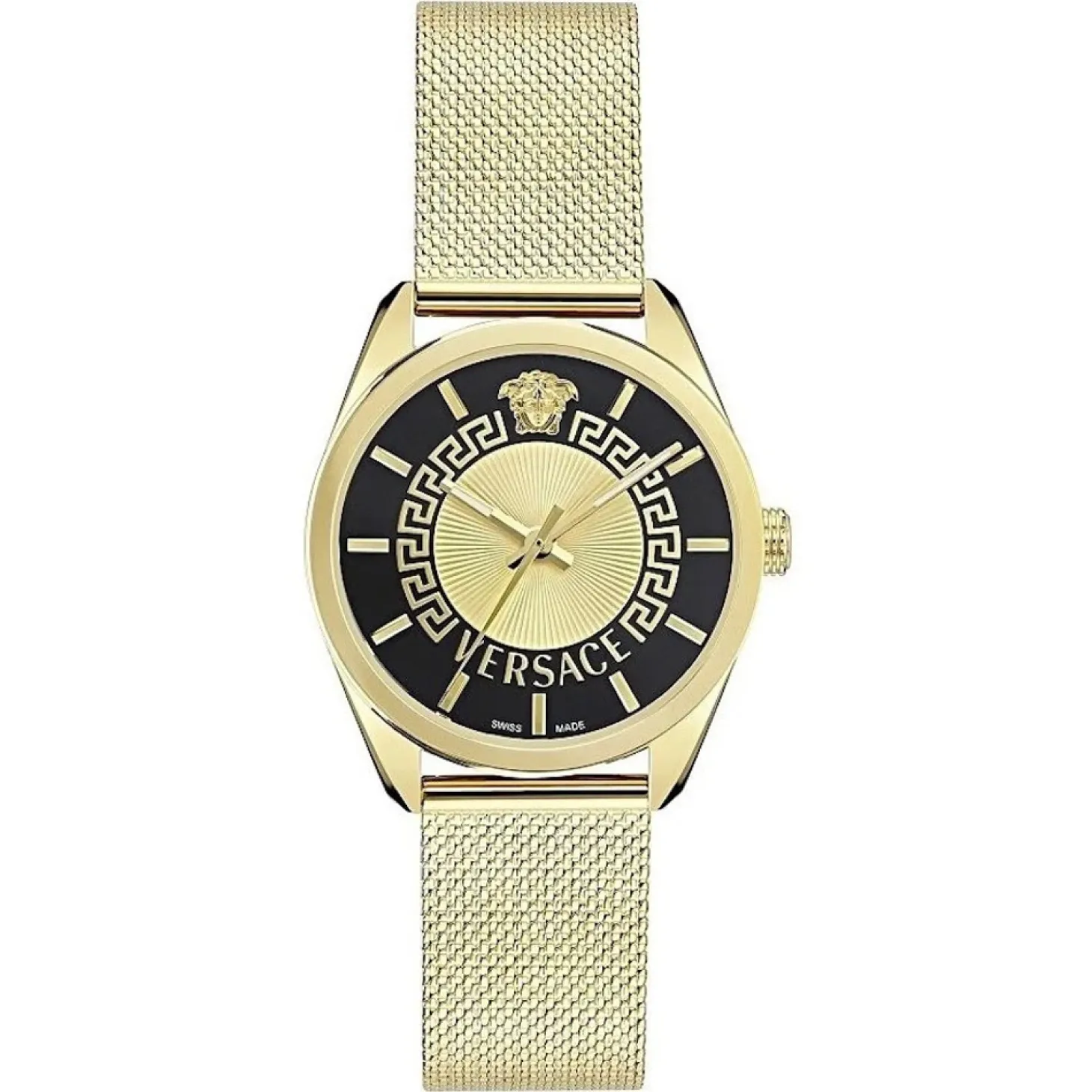Versace Uhr Damen New V-Circle Gold/Schwarz VE8A00424