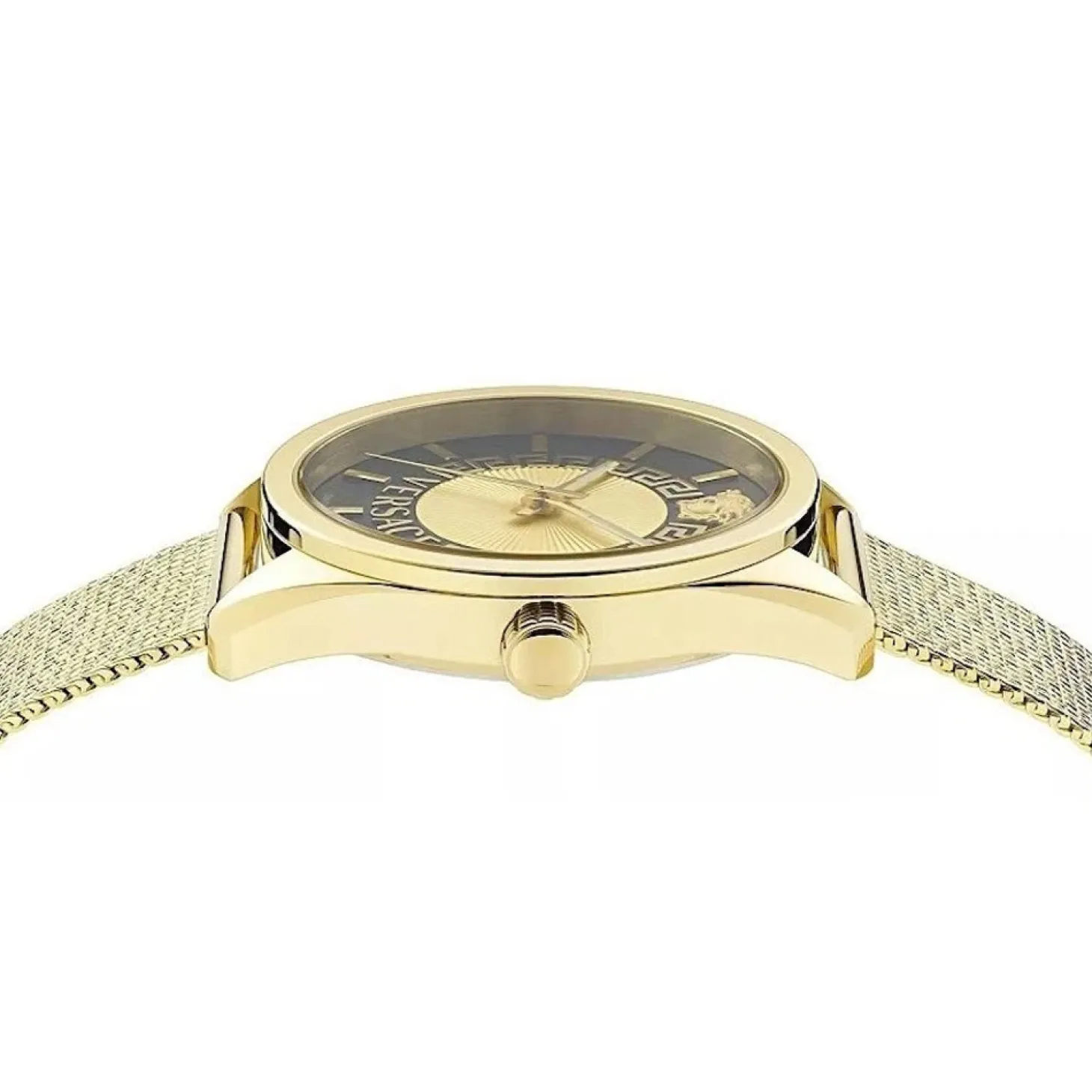 Versace Uhr Damen New V-Circle Gold/Schwarz VE8A00424