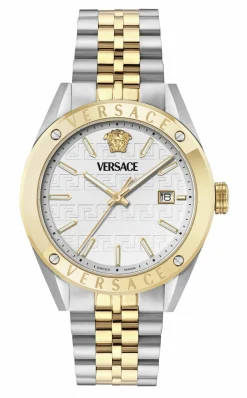Versace Uhr Herren Athletics Gent Edelstahl Bicolor Weißes Zifferblatt 41 mm VEKHA0625