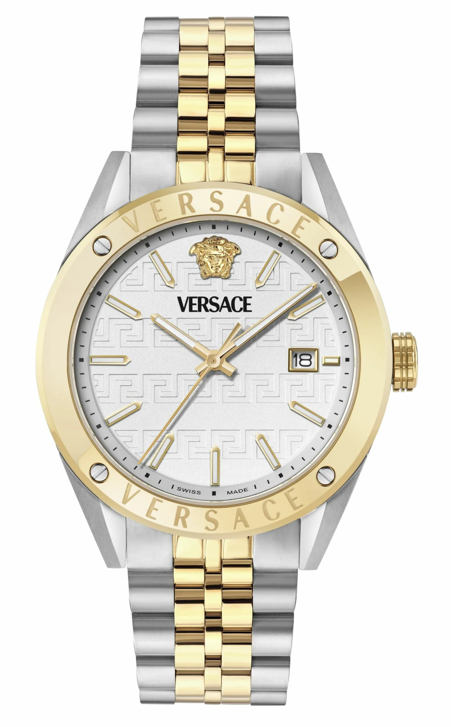 Versace Uhr Herren Athletics Gent Edelstahl Bicolor Weißes Zifferblatt 41 mm VEKHA0625