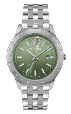 Versace Uhr Herren Univers Silber GrĂĽn Edelstahl 43 mm VE2C01225