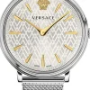 VERSACE V CIRCLE DAMENUHR silber EDELSTAHL 38MM VE81005 19