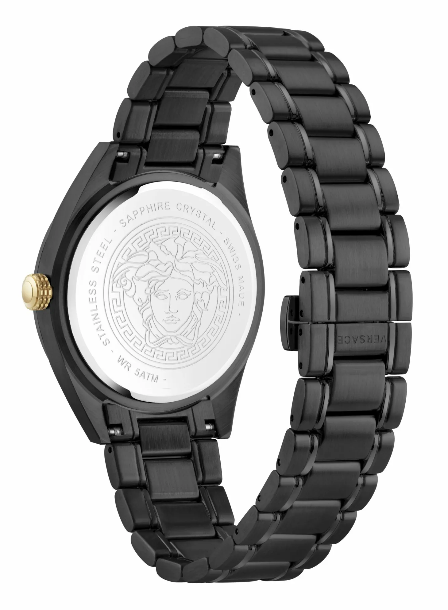 Versace V‑Code Quarz 42 mm Herrenuhr schwarz VE6A00925
