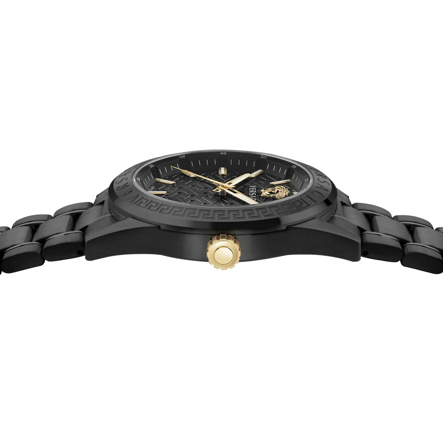 Versace V‑Code Quarz 42 mm Herrenuhr schwarz VE6A00925