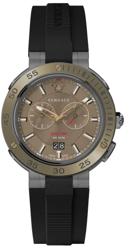 Versace V-Extreme Pro Dual Time Herrenuhr Schwarzes Armband Bronze 46mm VECN00319