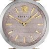 Versace V-Twist Damenuhr Hellrosa Leder Silber Gold Stahl 36mm VELS00219