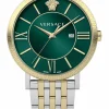 Versace VENCA0224 V-ETERNAL GENT Herren Armbanduhr Edelstahl Grün/Zweifarbiger Band