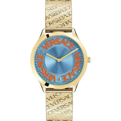 Versce Damen Armbanduhr 38 mm LOGO HALO gelbes und extra Melanese Armband VE2O00722