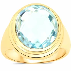 Vira Jewels 925-Sterling Silber vergoldet Glänzend Blautopas beh.Blau Ring 41679104442462
