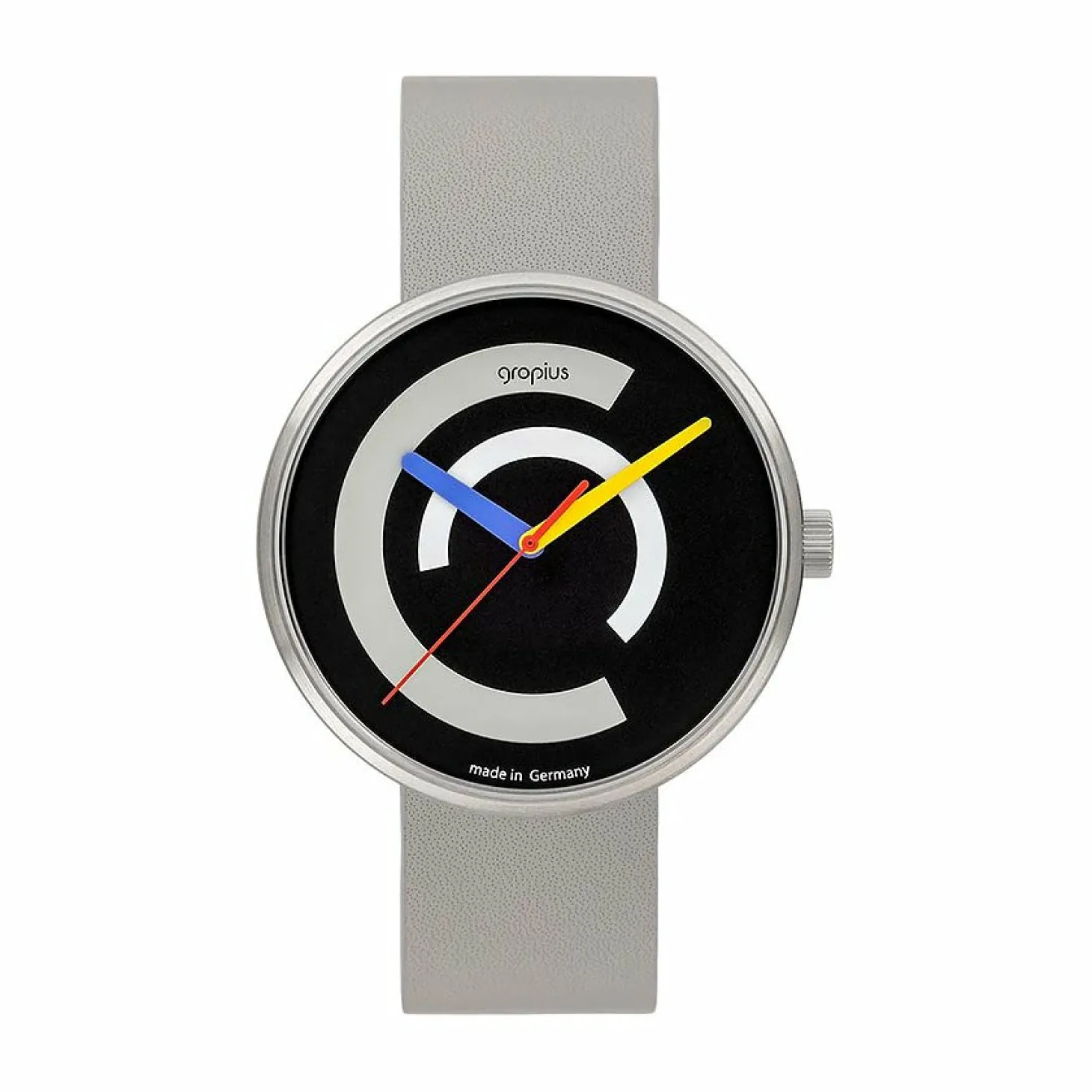 Walter Gropius Analoguhr Centum mit Lederband Grau WG 010-01M