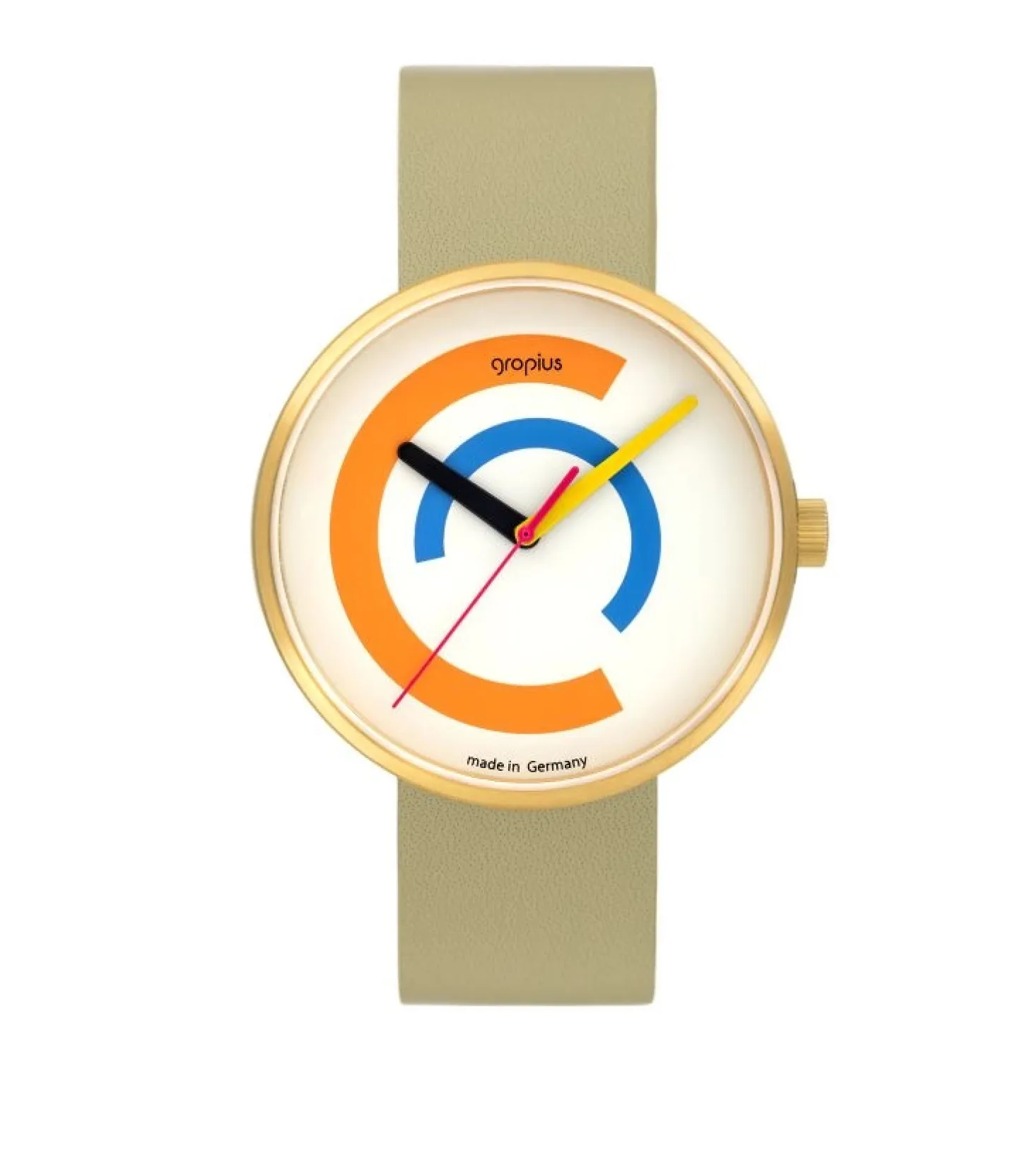 Walter Gropius Analoguhr Centum mit Lederband Grau WG 010-02