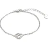 Xenox Damen Armband mit Zirkonia Herzen Charm Anhänger 18,5 Silber XS3412N