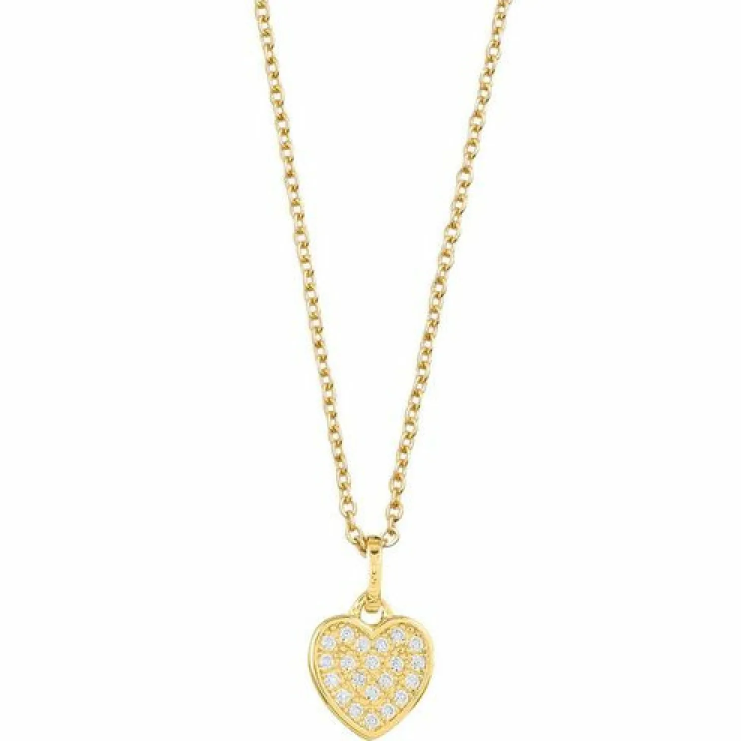 Xenox Damen Halskette Love Story mit Zirkonia Herz Anhänger Gold XS3419GK