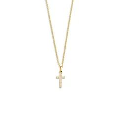 Xenox Damen Halskette mit Kreuz AnhÀnger mit Zirkonia Gold XS3522GK