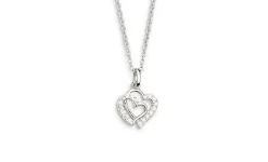 Xenox Damen Halskette mit Zirkonia Herzen AnhÀnger Collier 45cm Silber XS3418K