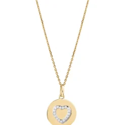 Xenox Damen Halskette mit Coin Anhänger und Herz Zirkonia Steinen Gold XS3481GK