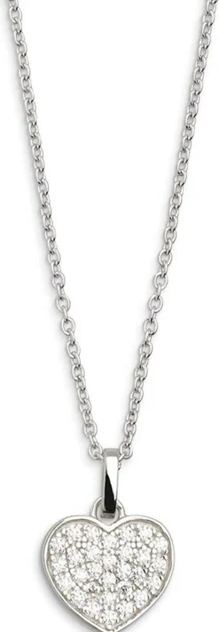 Xenox Damen Halskette mit Herz Anhänger Love Story Herz Zirkonia Silber XS2790