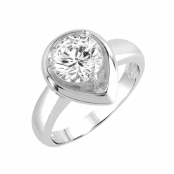 ZEEme Basic Silber 925 rhodiniert Tropfen-Form mit weißem Zirkonia-Stein Ring 41678899511390
