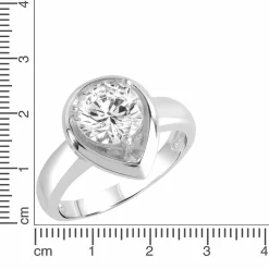 ZEEme Basic Silber 925 rhodiniert Tropfen-Form mit weißem Zirkonia-Stein Ring 41678899511390