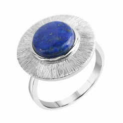 ZEEme Gems Silber 925 rhodiniert glanz/matt mit echtem Lapis 10mm Ring 41678899904606