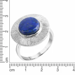 ZEEme Gems Silber 925 rhodiniert glanz/matt mit echtem Lapis 10mm Ring 41678899904606