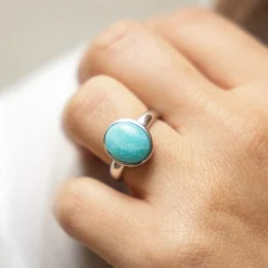 ZEEme Gemstone Silber 925 rhodiniert mit echtem Amazonit Ring 41679087501406