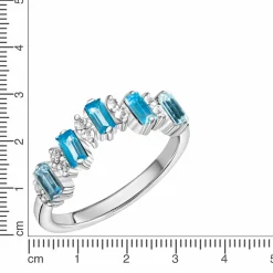 ZEEme Gemstone Silber 925 rhodiniert mit 12x Weißtopas + 5x Blautopas (beh.) Ring 41679088943198