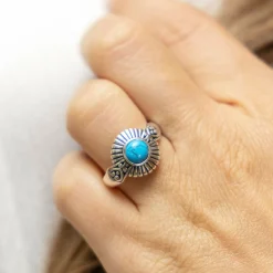 Zeeme Gemstones Silber 925 oxidiert mit Türkis 6mm Ring 41677099696222