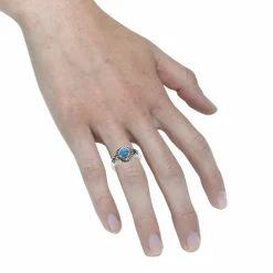 Zeeme Gemstones Silber 925 oxidiert mit Türkis 6mm Ring 41677099696222