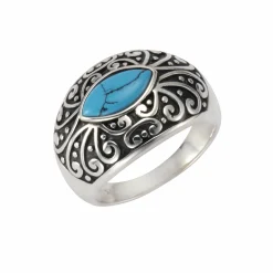 Zeeme Gemstones Silber 925 oxidiert mit Türkis 5x10mm Ring 41677099499614