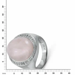 Zeeme Gemstones Silber 925 rhodiniert mit echtem Rosaquarz und Zirkonia Ring 41677100187742