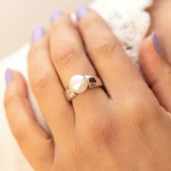 Zeeme Pearls Silber 925 rhodiniert mit einer weißen Perle 10-10,5mm Ring 41678256865374